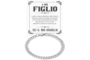 BRAMART Azienda Italiana Bracciale Uomo in Pelle Intrecciata con Acciaio Inox Lucidato di Altissima qualità Idea Regalo per lui Festa del Papà Natale Compleanno - Cofanetto con DEDICA incluso