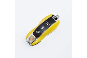 ontto Cover per chiave Auto per Porsche 911 Carrera 4 Carrera 4S Carrera S GT3 Turbo S Boxster Carrera GT Cayenne Cayman Macan Panamera portachiavi in ABS protettivo per chiave a distanza Giallo
