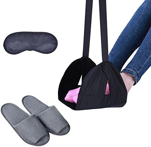 WOSON Footrest Flight Carry Adjustable Height Foot Rest Travel Accessories with Footrests Hammock, slippers, eye mask
