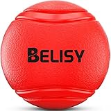 Hundeball von BELISY für besonders hohen Spiel-Spaß – Hunde-Spielzeug aus Natur-Gummi – Kau-Ball/Kauspielzeug/Gummiball – robuster Hundespielball für große und kleine Hunde – auch für Welpen geeignet - Farbe Rot