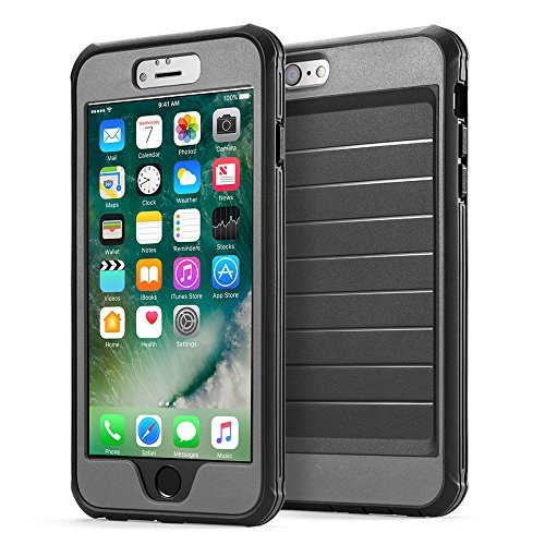 Funda para apple iPhone 6 6s 360   Integral Para Ambas Caras CLOUDSTOO  GRATIS Protector de Pantalla de Vidrio Templado -- NEGRO GRIS 