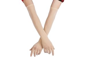 Aislor Unisexe Sexy Longs Gants de Soirée Mariage Sans Coutures Gants Complets Transparentes Mesh Mitaines Collants Plaisir Bras Manchette Sheer Clubwear