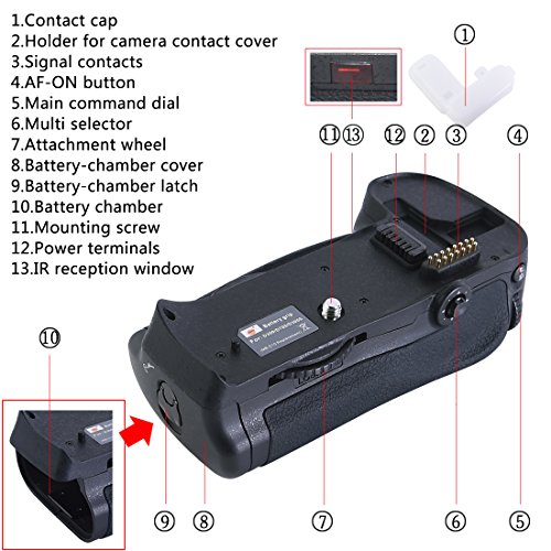 DSTE Multi-Puissance Vertical Batterie Poign  e Titulaire pour Nikon D700 D300 D300S D900 DSLR Cam  ra comme MB-D10