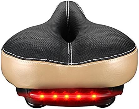 Wide Bike Seat High Resilience Cycling Saddle ,Kenove Memory Foam Padded Dual Spring Designed Soft Breathable Bicycle Saddle Cushion with Waterproof Safety Taillight（L*W*H=28*22*10cm）