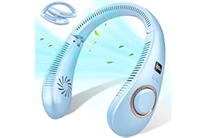 KOURIC Ventilateur Portable de Cou Pliable,Ventilateur Tour de Cou Léger avec Affichage LED & 4 Vitesses sans Lame[4-7H],Collier Ventilateurs Nuque Personnel Refroidisseur pour Cuisine Bureau Camping Voyage