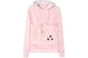 Inlefen Femme Sweat à Capuche Confortable Tops de Sport Manches Longues Casual avec Kangourou Chat Chien Poche Automne Hiver Pullover