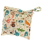 Baby-Wickeltasche, Wasserdicht, Reißverschluss, waschbar, wiederverwendbar, für Windeln, Design mit Tieren und Blumen, Beige - 7