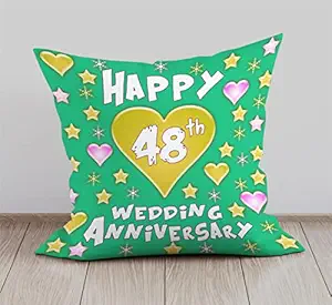 DreamVio Happy 48th Anniversary Cushion, Gift Cushion for Husband, Wife,Couples, Friends on Birthdays & Anniversaries Color : Green (12 x 12 inch)
