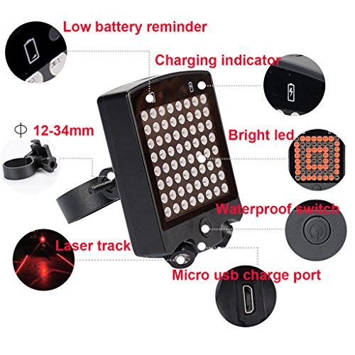 NONMON Fahrrad Rücklicht, Wasserdicht Rücklicht mit Blinklicht und Sicherheit Abstand halten Streifen - 2