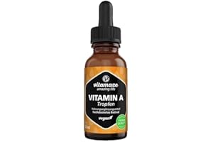 VITAMAZE - AMAZING LIFE Vitamine A Gouttes 5000 UI par Dose Quotidienne, Rétinol Vegan à Forte Dose & Liquide, 50 ml (1700 Gouttes), Haute Biodisponibilité, Complément Alimentaire Naturel sans Additifs