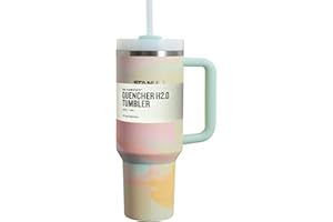 Generisch 40oz/1.18L Trinkbecher Vakuumisoliert Aus Edelstahl Mit Deckel Und Trinkhalm Henkel Kaffeebecher Doppelwandiger Tragbare Autobecher Thermobecher Becher Tumbler Travel Camp Mug Cup (R)