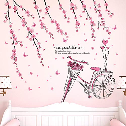 Preisvergleich Produktbild Blumenschmetterlingsfahrrad Wandtattoo,Wandaufkleber Aufkleber Schlafzimmer Zimmer Wanddekoration Tapete Poster Wand Selbstklebende Wandmalerei92cm×95cm