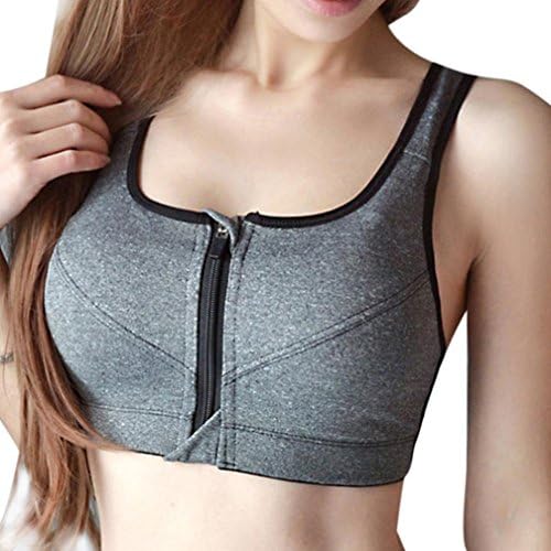 OverDose Women Sportswear Gym Yoga Workout Bra Running Padded Fitness Tops Vest (12, Gray)