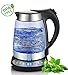 Produktbild Glas Edelstahl Wasserkocher mit Temperaturwahl (55°C-95°C) | 2.200 Watt | 1,7 Liter | Warmhaltefunktion | exclusive blaue LED Beleuchtung | Temperatureinstellung |