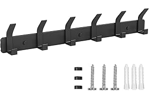 TENXSNUG Kleiderhaken Wand Garderobenleiste, Rostfrei Hakenleiste Garderobe Garderobenhaken Wandhaken mit 6 Haken, Wandgarderobe Gaderobenhakenleiste Jackenhalter für Küche und Schlafzimmer, Schwarz