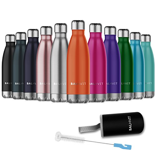 Preisvergleich Produktbild Balhvit Trinkflasche, BPA Frei Doppelwandige Vakuum-Isolierte Edelstahl Wasserflasche, Thermosflasche Halten Kalt / Heiß, Trinkflaschen Sport für Kinder, Erwachsen, Reisen, Auto