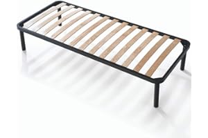 EVERGREENWEB MATERASSI & BEDS EVERGREENWEB - Miglior Rete Letto Singolo 90x200 a Doghe in Legno Ortopedica Alta 35 cm Rinforzata + Kit 4 Piedi Smontabili, Struttura in Ferro, Base da Incasso per Letti e Materassi Singoli, Saldi
