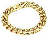 AMDXD Herren-Armband Edelstahl 18K Vergoldet Vintage Gold Grob Panzerarmband Länge 21.5CM