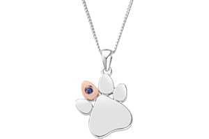 Clogau Paw Prints on My Heart Silver Birthstone Pendant – September Standard