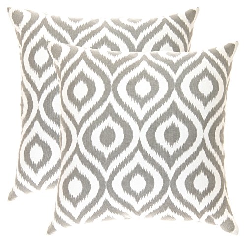 TreeWool®, (2er Pack) Ikat Ogee Design Baumwolle Dekoratives Kissenbezüg (Grau, 50 x 50 cm)