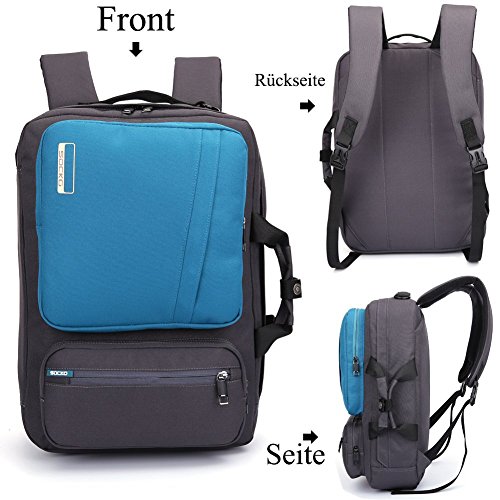 SOCKO 17,3 Zoll Mehrzweck Laptop Rucksäcke Reiserucksack Wanderrucksäcke College Studenten Rucksack Business Henkeltasche Aktentasche Schultertasche Umhängetasche mit Griffe und Tragriemen für 17 – 17,3 Zoll Laptop / Notebook / Macbook Computer,Grau-Blau - 2