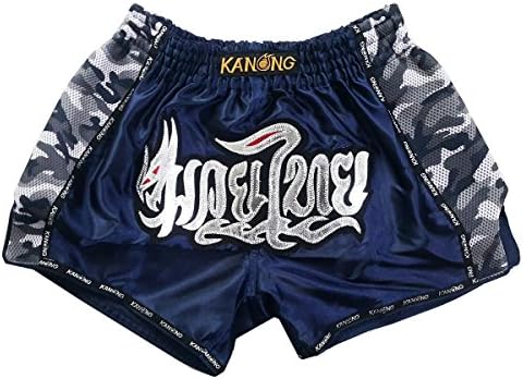 Kanong Muay Thai Kick Boxing Retro Shorts : KNSRTO-231-Navy-XXL