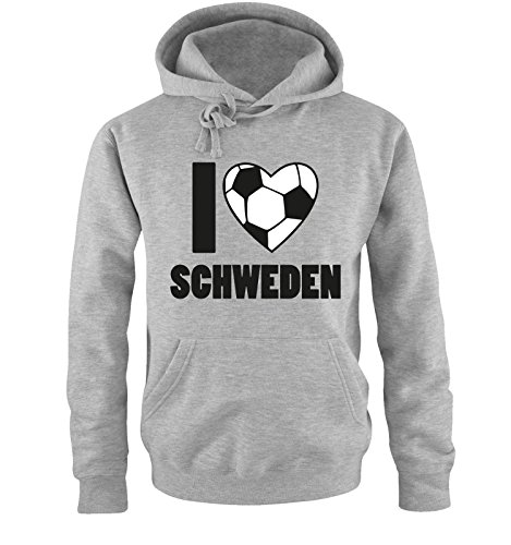 I LOVE SCHWEDEN – Herren Hoodie – Grau / Schwarz-Weiss Gr. 5XL