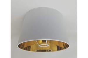 ARG LIGHTING 30 cm Abat-jour , Tissu Blanc avec Doublure Dorée, Fait à la Main, pour Lampe de Table, Lampadaire