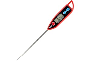 SMART KRAFT WATERPROOF INSTANT READ DIGITAL MEAT THERMOMETERS, LONG 5.0 INCHES TEMPERATURE PROBE FOOD THERMOMETER FOR COOKING JAM, BBQ, LIQUIDS, STEAK, BAKING (BATTERY INCLUDED)