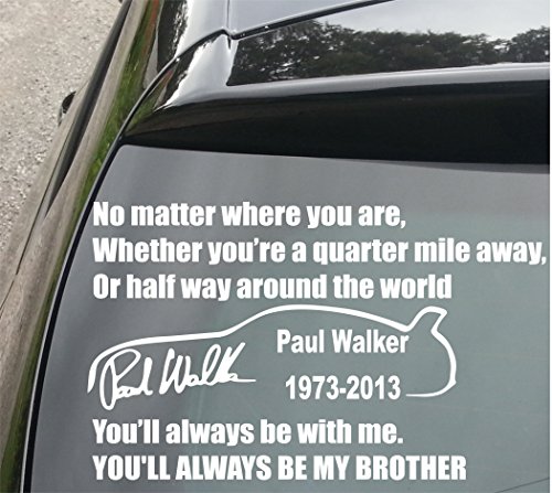 Devon Decals - Etiqueta decorativa (vinilo, 210 mm), diseño con texto en inglés de frase homenaje a Paul Walker