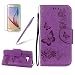 Produktbild Hülle für Galaxy A5 2017 Leder Lila, Girlyard Blume Schmetterling Muster Schutzhülle Tasche PU + TPU Silikon Innere Cover Flip Case Bookstyle mit Lanyard Strap Standfunktion Kartenfächer Magnet Handyhülle für Samsung Galaxy A5 (2017) A520