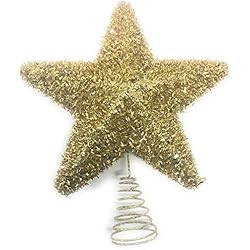 YLAB - Adorno para árbol de Navidad, Estrella de Oro de Oropel