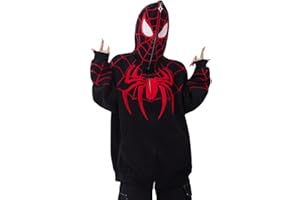 VOCHA Y2k Felpa con Cappuccio e Zip Ragno Vintage Clothes Tops Halloween Hunny Cosplay
