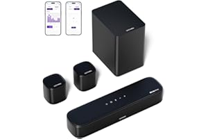 ULTIMEA 5.1ch Sound Bar w/Dolby Atmos, Surround Sound System for TV, App Control, Home Theater Sound System, TV Soundbar with Subwoofer, 2 Surround Speakers, HDMI eARC/OPT/AUX/BT, Aura A50 Pro