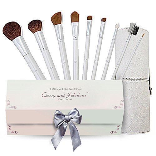 Best Makeup Brush Set in Boutique GIFT BOX *9 Piece Set & Luxury Leather Pouch *Handmade Sable Style Synthetic & Top Quality Natural Hair Brushes *Super Soft & Dense *Luxury White Leather Designer Case *12 Month Guarantee *Free P&P *Pre-Christmas Offer '3 FOR 2' Get 3rd FREE
