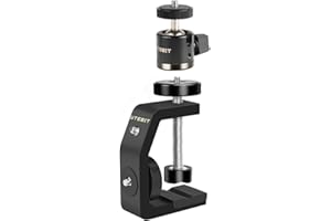 UTEBIT Pince Accroche Caméra de Vis 1/4 + Mini Rotule Pivotante à 360° Support Orientable Caméra en Alliage d'Aluminium Charge Maximale de 3 kg pour Appareil Photo Flash Écran Moniteur Bureau