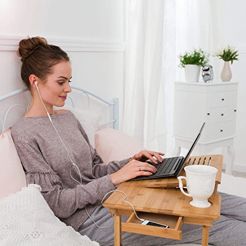 TecTake Laptoptisch mit USB Lüfter Notebooktisch Betttisch faltbar höhenverstellbar aus Bambus 55x35cm - 2
