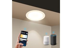 Aigostar Faretti LED da Incasso Intelligenti ultrasottili, 6W. Compatibile con Alexa e Google. Luce dimmerabile da 3000-6500K. Controllo Vocale, Controllo Wi-Fi Wireless. [Classe energetica A +]