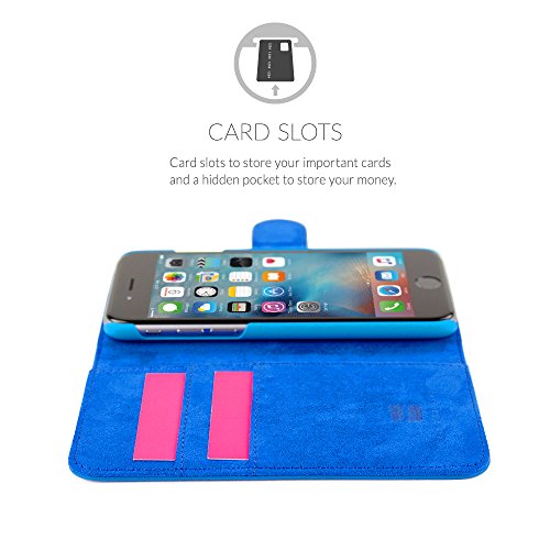 iPhone 6S Case, Snugg - Blue Leather iPhone 6s Flip Case [Lifetime Guarantee] Premium Wallet Phone Cover with Card Slots for Apple iPhone 6S
