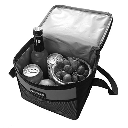 Yvonnelee 5L Kühltasche Thermotasche Isoliertasche Mittagessen Tasche für Arbeit Schule Picknick Radfahren Einkaufen Unterwegs Lebensmitteltransport für Damen Herren und Kinder Isoliert Klein – Grau - 3