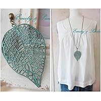 KettenAnhänger Blatt Patina XL filigran BlattAnhänger Anhängerschlaufe Collierschlaufe Schmuck Gipsy Hippie Vintage Steampunk Boho