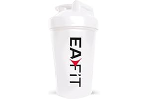 Eafit Shaker Protéine 400 ml Sans BPA – Gradué avec Mélangeur en Acier – Whey Protein, Pre Workout, Creatine – Plastique Anti-Fuite pour Sport et Fitness - Blanc marque française
