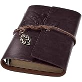 Ailifly Retro Yapraklar Kolye Ucu PU Deri Kapak Gevşek Yaprak Boş Yazma G&uuml;nl&uuml;ğ&uuml; Defter G&uuml;nl&uuml;ğ&uuml; Hediye (Kahve, A7 (5 in&ccedil;))