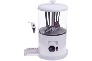 Allpax Kakaodispenser, Getränkespender mit Zapfhahn aus Kunststoff, 6 l Heißgetränkespender für Trinkschokolade, Tee, Milch, Glühwein und mehr, bis 90 °C, 1200 W, weiß