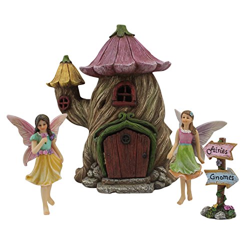 Fairy Garden House – Zubehör Kit & Miniatur-Feen – House ist 17,8 cm (18 cm) hoch – Tür kann offen breit – von pretmanns