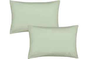 AIMANE® Percale Pair of Housewife Pillowcases 50 x 75 CM Polycotton Easy Care Plain Dyed Pillowcases Envelope Closure (Duck Egg, Housewife Pillowcases)