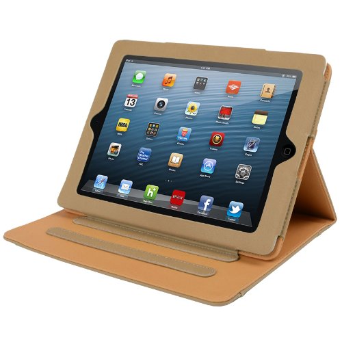 Madcase Apple iPad 4 / 3 / 2 Smart Case Etui Faux Ledertasche Hülle mit Auto Schalf und Wach Sleep-Funktion inkl. Displayschutzfolie und Stylus Touch stift – Khaki / Beige - 5
