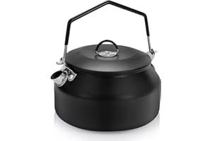 MEYAGOT Bollitore Acqua, 1l Bollitore Da Campeggio All'aperto, Bollitore Da Esterno In Acciaio, Teiera In Acciaio Inossidabile For Fornelli, All'aperto, Escursionismo, Campeggio, Picnic(Nero)