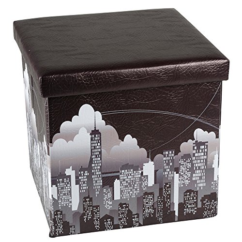 Hossi's Wholsale, Pouf - portaoggetti con forma cubica, 38 x 38 x 38cm, incl. 1 rotolo di sacchetti della spazzatura da 16 l