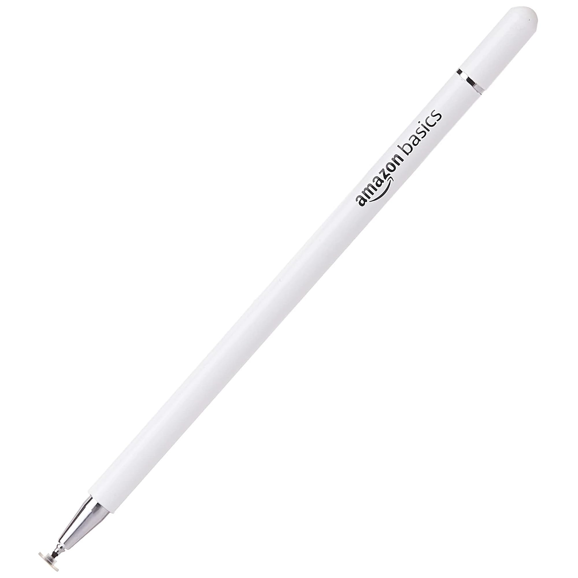 Amazon Basics Capacitive Stylus Pen for iOS and Android Touchscreen Devices, Fine Point Disc Tip, Lightweight Metal Body with Magnetic Cover, (White)